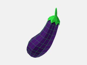 low poly cartoon eggplant 3D Model