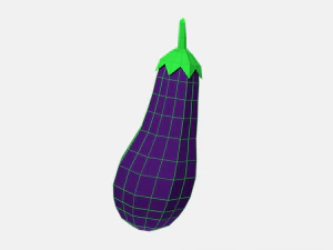 low poly cartoon eggplant 3D Model