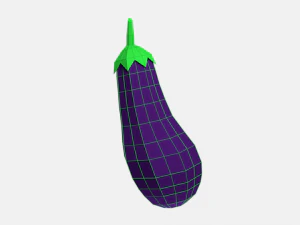 low poly cartoon eggplant 3D Model
