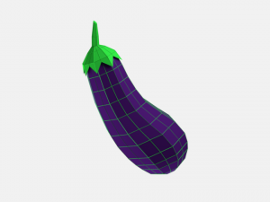 low poly cartoon eggplant Modelo 3D