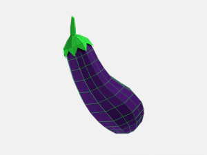 low poly cartoon eggplant 3D Model