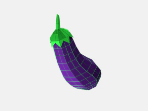 low poly cartoon eggplant 3D Model