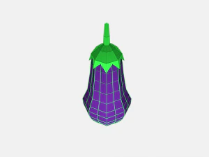 low poly cartoon eggplant 3D Model