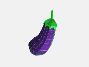 low poly cartoon eggplant 3D Model