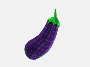 low poly cartoon eggplant 3D Model