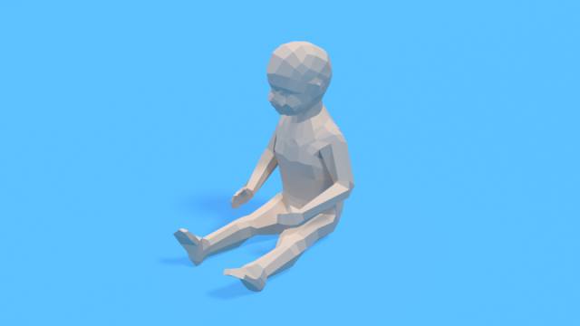 low poly baby sitting on the floor 3D Model .c4d .max .obj .3ds .fbx .stl .blend 