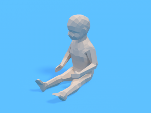 low poly baby sitting on the floor 3D Модель