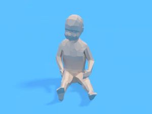 low poly baby sitting on the floor 3D Model