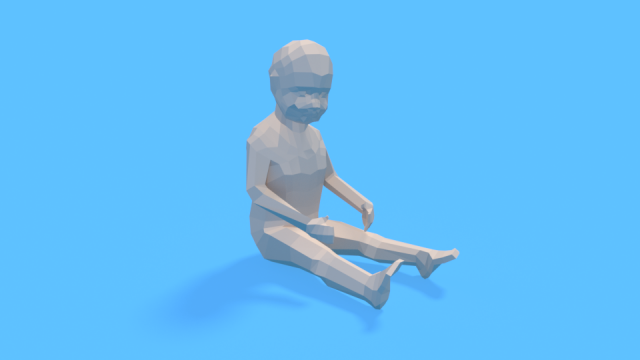 low poly baby sitting on the floor 3D in 3DExport