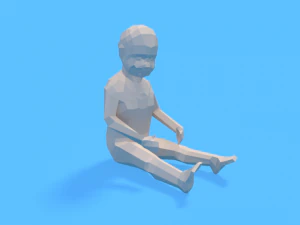 low poly baby sitting on the floor 3D Model