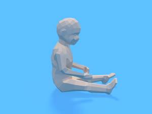 low poly baby sitting on the floor 3D Model