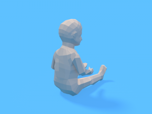 low poly baby sitting on the floor 3D Model