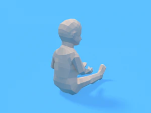 low poly baby sitting on the floor 3D Model