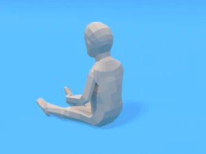 low poly baby sitting on the floor 3D Model