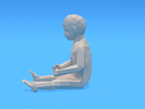 low poly baby sitting on the floor 3D Model