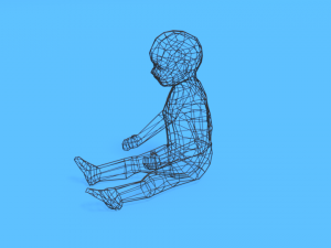 low poly baby sitting on the floor 3D Model