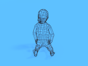 low poly baby sitting on the floor 3D Model