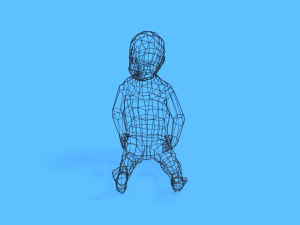 low poly baby sitting on the floor 3D Model