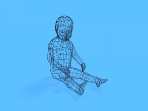 low poly baby sitting on the floor 3D Model