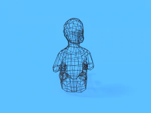 low poly baby sitting on the floor 3D Model