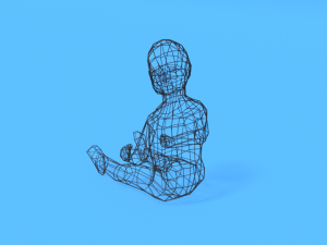 low poly baby sitting on the floor 3D Model