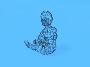low poly baby sitting on the floor 3D Model