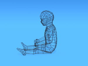 low poly baby sitting on the floor 3D Model