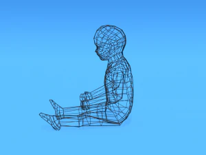 low poly baby sitting on the floor 3D Model