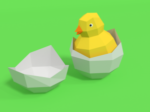 low poly cartoon chick 3D Model