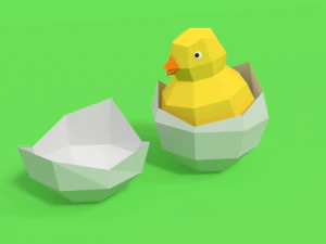 pulcino di cartone animato low poly Modello 3D