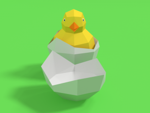 low poly cartoon chick 3D Model