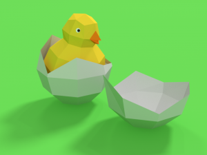 low poly cartoon chick 3D Model