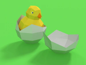 low poly cartoon chick 3D Model