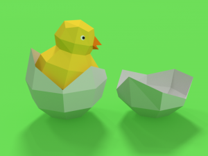 low poly cartoon chick 3D Model