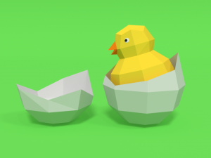 low poly cartoon chick 3D Model
