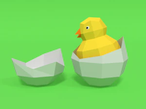 low poly cartoon chick 3D Model