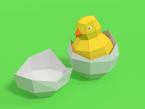 low poly cartoon chick 3D Model