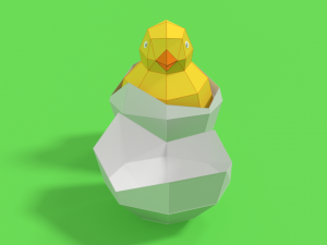 low poly cartoon chick 3D Model