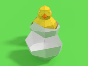 low poly cartoon chick 3D Model