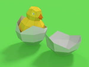 low poly cartoon chick 3D Model