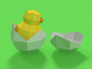 low poly cartoon chick 3D Model