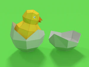 low poly cartoon chick 3D Model