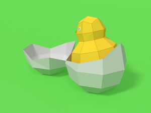 low poly cartoon chick 3D Model