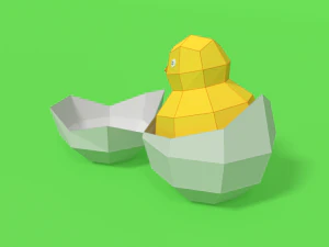 low poly cartoon chick 3D Model