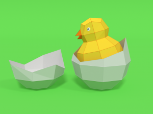 low poly cartoon chick 3D Model