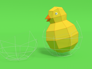 low poly cartoon chick 3D Model