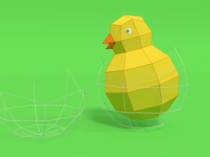low poly cartoon chick 3D Model