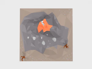 low poly cartoon volcano scene 3D Model