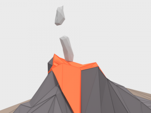 low poly cartoon volcano scene Modèle 3D
