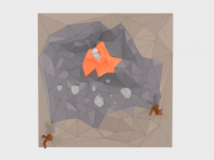 low poly cartoon volcano scene Modèle 3D